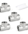 4 Pack 304 Stainless Steel Tee Pipe Fittings 3/4 Inch X 3/4 Inch X 3/4 Inch NPT Female Thread Adapters