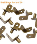Rock Solid Quarter Inch Shelf Support Pegs For Cabinet Pins And Closet Organizers L Shaped Heavy Duty Brackets Built Tough With Zero Sagging Knockout Kitchen Hardware Replacement Fifty Pack Bundle, showing 50 metal shelf pegs.