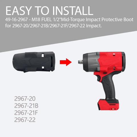 Milwaukee M18 Fuel Half Inch Impact Wrench Rubber Protective Boot Cover Built Tough For Hardcore Jobs Heavy Duty Silicone Sleeve Fits