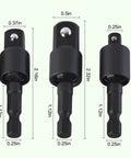 Flexible Drill Bit Extension Kit 17 Piece Set With 360 Degree Rotatable Socket Adapters, dimensions annotated.