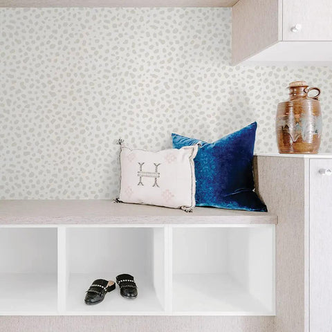 Effortless Peel And Stick Neutral Scout Wallpaper For Any Room Great For Walls And Accents Removable paper on room wall with shelf