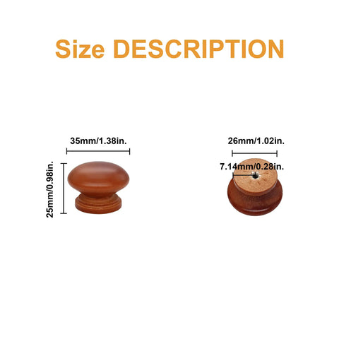 Size description of No Fuss Small Wood Drawer Pulls And Cabinet Knobs 10 Pack Straight Up Quality Hardware with measurements.