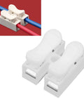 Easy Hookup Connector Cable Clamp for two and three terminal setups, flame retardant spring steel, clear L and N markings, 250V 10A