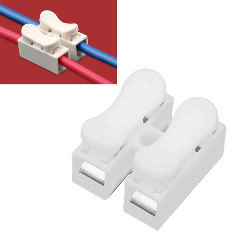 Easy Hookup Connector Cable Clamp for two and three terminal setups, flame retardant spring steel, clear L and N markings, 250V 10A