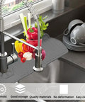 24 Inch Silicone Faucet Splash Guard Mat With Drip Catcher Tray And 2 Pack Drain Hair Catchers Suction Cup Drain Covers for kitchen use