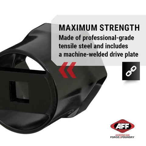 Beefy 3/4 Inch Drive Wheel Bearing Locknut Socket Set showing high-strength steel and machine-welded drive plate close-up