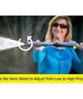 Compact 1600 PSI Electric Pressure Washer with Vario and Dirt Blaster Spray Wands in use outdoors