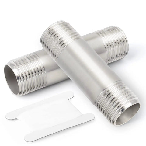 Stainless Steel 304 Nipple Pipe Fittings Three Eighths Inch Male NPT To Three Eighths Inch Male NPT Two Inch Length Corrosion Resistant