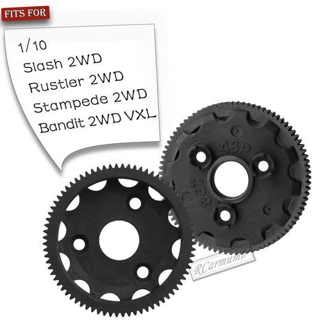 One Tenth Scale Slash Rustler Stampede Bandit 2WD VXL XL5 Beefed Up Spur Gear Upgrade Kit Tough Nylon 76T 48P 86T Gears Durable Replacement Parts Five Piece Set Replaces 4686