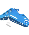 High-Performance Motorcycle Engine Oil Cooler And Coolant Reservoir Tank Protector Shield Cover Compatible With Yamaha Tenere 700 Rally Xtz700 in blue with mounting hardware.