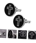 Cross Cufflinks For Men Black Titanium Steel Dress Shirt Fasteners Decorative Accessories That Give You A Sharp Boss Vibe For Business Or Wedding Occasions 1 Pair