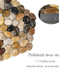 Close-up of polished river stones from the River Rock Stepping Stones Set Of 6 Hexagon Outdoor Garden Path Pavers.