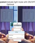 WiFi Wall Push Button Smart Light Switch 2 Gang With Neutral Wire Required 2.4GHz Only Remote Control Via Smart Life Tuya Works With Alexa And Google Home Easy Setup And Dope Multi Control For One Light showing app interface on phone