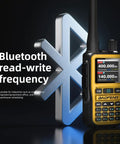 Two Pack Mini Ham Radio Long Range Handheld Two Way Radio With Bluetooth App Programming 999 Channels One-Key Copy NOAA Weather Alerts USB-C Charging Dual Band Walkie Talkies Green showing Bluetooth read-write frequency feature.