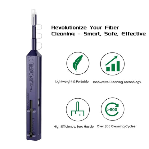 Mexture LC Fiber Cleaner Pen, 5-pack, purple 1.25mm LC fiber optic pen with dual-action connector and endface cleaning.