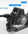 Rad Hydraulic Disc Brake Upgrade For Mountain Bikes Right Front 800mm Line Two Piston Caliper ISO PM Adapter close-up of double piston assembly