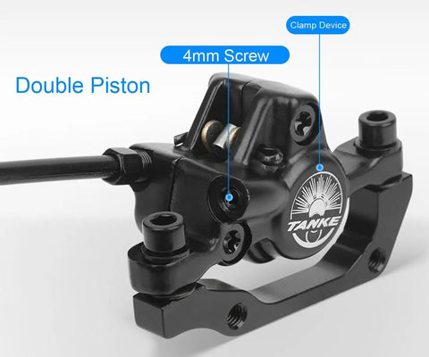 Rad Hydraulic Disc Brake Upgrade For Mountain Bikes Right Front 800mm Line Two Piston Caliper ISO PM Adapter close-up of double piston assembly