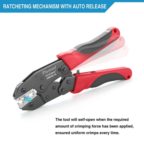 Ratcheting Crimping Tool For Heat Shrink Connectors AWG 22-10, Wire Terminal Crimper Pliers with color-coded dies