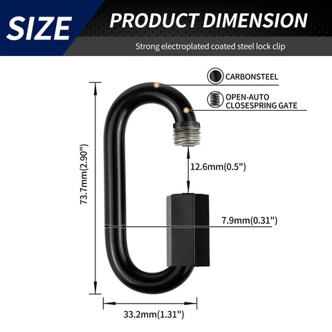 3 Inch Chain Quick Links Set Of 4 Marine Grade Stainless Steel Screw Chain Links with size and material details