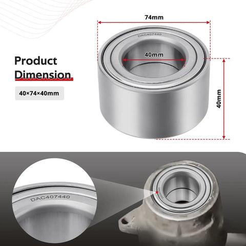 Rear Wheel Hub And Bearing Studs Kit For Polaris ATV And SxS RZR 800 And Sportsman Series, showing bearing size and installation.
