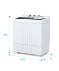 Real Deal Compact Twin Tub Portable Mini Washing Machine 21 Pounds Capacity Semi Automatic Washer Spin Dryer Combo in white 28.5 x 24.8 x 15 inches