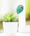 Three In One Soil Test Kit With Moisture Sunlight And PH Meter in a white pot with succulents, indoor garden tool