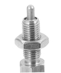 Close-up of Top Shelf Hand Retractable Spring Plunger With Knurled Grip Locking Positioning Pin For Toolboxes And Rolling Cabinet.