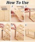 Step-by-step assembly of 11 Hole Wood Test Tube Rack For 21.5mm Diameter Tubes, Sturdy Lab Or Spice Organizer, Burlywood Finish.