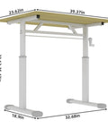 Heavy Duty Height Adjustable Standing Desk Featuring Smooth Manual Crank Ergonomic Wood Surface dimensions 39.37in x 23.62in x 35.43in.