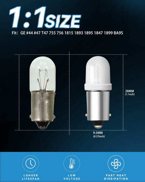 Comparison of Bayonet LED Bulbs BA9S 6V 6.3V Non Polar DC AC For Pinball Machines And Vintage Electronics Warm White Light Pack Of 15