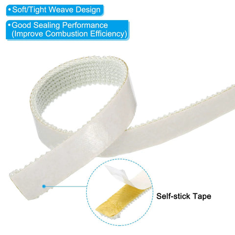 Wood stove gasket tape, fiberglass, white, self-adhesive, 3/4x1/8x73 in