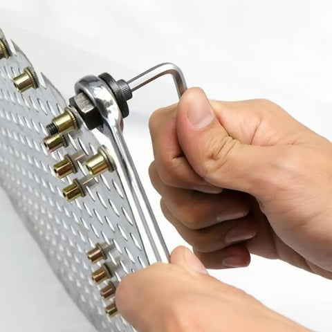 Check Out This Heavy Duty Head Rivet Nut Tool Kit With 100 Presses For M3 M4 M5 M6 M8 Fasteners, Perfect For DIY Pros And Metal Pipe Fixin Up Jobs That Need Solid Steel Grip Power Anywhere You Go. Hand tool installing M3 M4 M5 M6 M8 rivet nuts in metal sheet