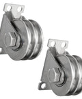 Double Groove Fixed Pulley Block With Bearing Inside Heavy Duty Stainless Steel Quiet Smooth Rotation For Cable Lifting System Beefy 2 Pack