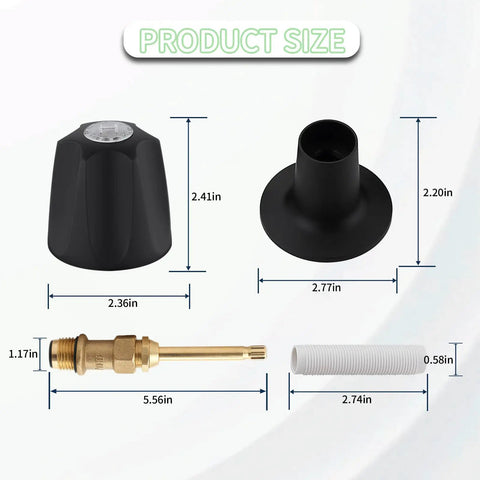 Remodel Bathtub And Shower Handle Kit 2 Piece Replacement components and dimensions with 12H 2H and 12H 2C stems flange base