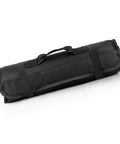 Portable Canvas Knife Roll Bag For Chef Knives And Cutlery, Heavy-Duty Knife Storage Case for travel camping work, black rolled up