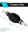 Kickass Hand Fuel Primer Bulb With Dual Way Rubber Design For Easy Manual Vacuum Transfer Works Hella Smooth On 10Mm And 6Mm Gasoline Lines Perfect Universal Fit For Car Boat Marine Motorcycle In Sleek Black, showing size and material.