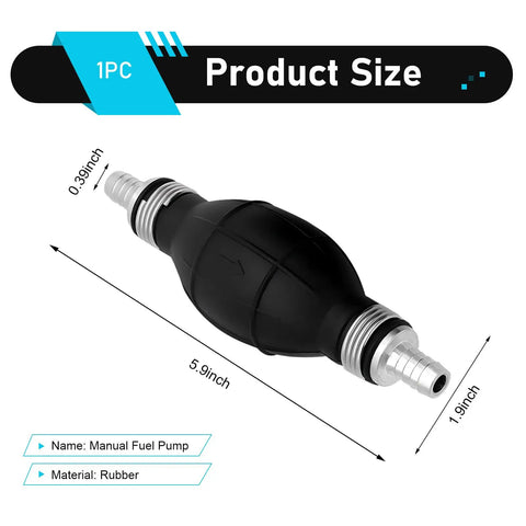 Kickass Hand Fuel Primer Bulb With Dual Way Rubber Design For Easy Manual Vacuum Transfer Works Hella Smooth On 10Mm And 6Mm Gasoline Lines Perfect Universal Fit For Car Boat Marine Motorcycle In Sleek Black, showing size and material.
