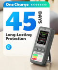 Portable Radon Detector For Home And Basement Air Testing With Straight Up Reliability And Top Shelf Accuracy Digital Readouts Audible Visual Alarms No Sweat Setup showing digital readout and alerts.