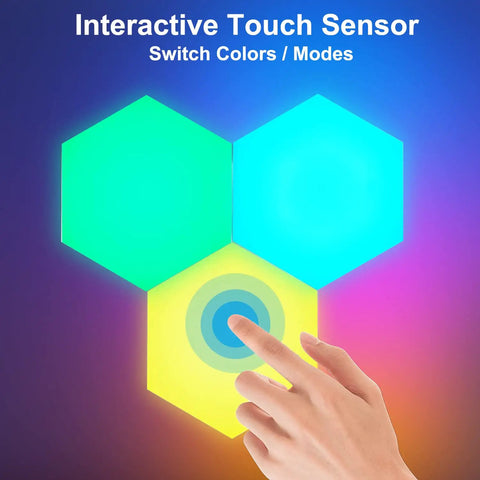 Dope Remote Controlled RGB Hexagon LED Lights For Gaming Setup With Touch Sensitive Panels 14 Geometric Wall Panels