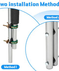 Top Shelf 2 Set Trampoline Pole Replacement Kit With Upper And Lower Straight Tubes showing two installation methods side by side.