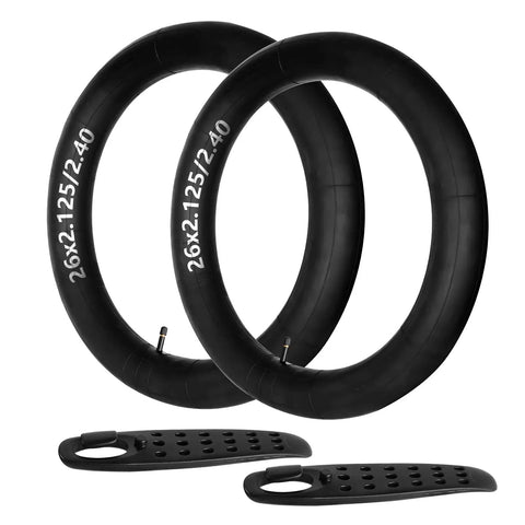 Two Pack 26 Inch Bike Tubes 26x2.125 To 26x2.40 Built To Last Heavy Duty Butyl Inner Tubes With 48mm Schrader Valve Includes 2 Tire Levers