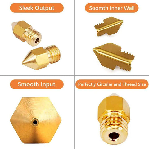 5 Pack 0.4mm Brass Hotend Nozzles For Ender 3 Series And CR 10 Series Easy Install Smooth Inner Wall Sleek Output