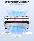 Built Different Five Bay M.2 NVMe SATA SSD Docking Station With One Click Offline Clone For Bulk Data Migration showcasing aluminum alloy heat sink design.
