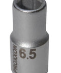Forged Tough 6.5mm Deep Socket Insert Bit With Quarter Inch Square Drive, Heavy Duty Chrome Vanadium Steel Build, Precision Fit For Tiny Mechanism Work, Killer Grip That Seats Snug And Handles Any Job - Close-up view.