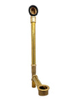 Solid Brass Bathtub Drain Overflow Box With Ball Joint Satin Nickel Finish Crafted For Real Heavy Use On Deep Soak Baths showing brass pipe and rotary knob.
