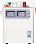 Rugged Single Phase AC Power Conditioner And Voltage Regulator Keeping Your Home Gear Running Smooth With Automatic Stabilizer 220V Badass Clean Power Five KVA Capacity, front view showing dials and switches.