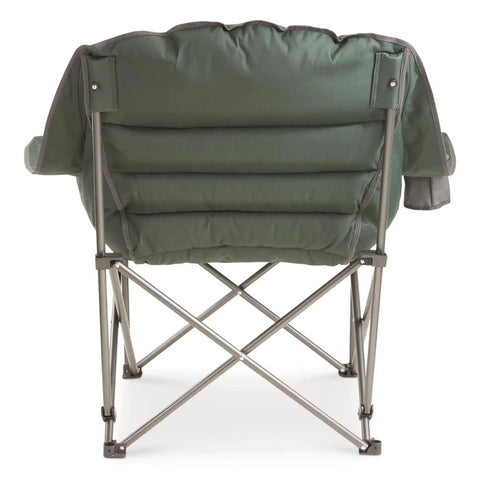 Back view of Oversized Extra Large Padded Camping Chair Portable Folding Lounge With Cup Holder Green For Outdoor Camping Beach And Travel Heavy Duty 400 Pound Capacity Ultra Cozy All Day Chill For Adults Men And Women