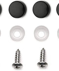 Screws and caps included with Stainless Steel License Plate Backing Reinforcement Plate Black 12x6 1mm Thick Heavy Duty