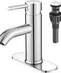 Chrome Bathroom Faucet For 1 Hole Sink, Stainless Steel Lavatory Faucet With Metal Pop Up Drain, Durable Stainless Finish