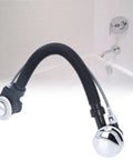 Jenivaint Bathtub Overflow Drain Pipe Concealed Design with flexible black hose and chrome finish for easy installation.